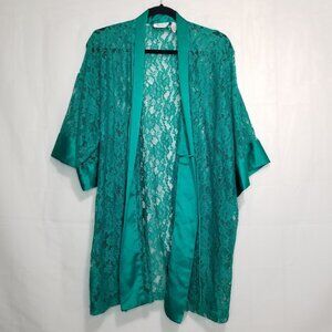 Vintage Victoria's Secret Gold Label Lace Kimono Robe Green sz O/S NO WAIST TIE